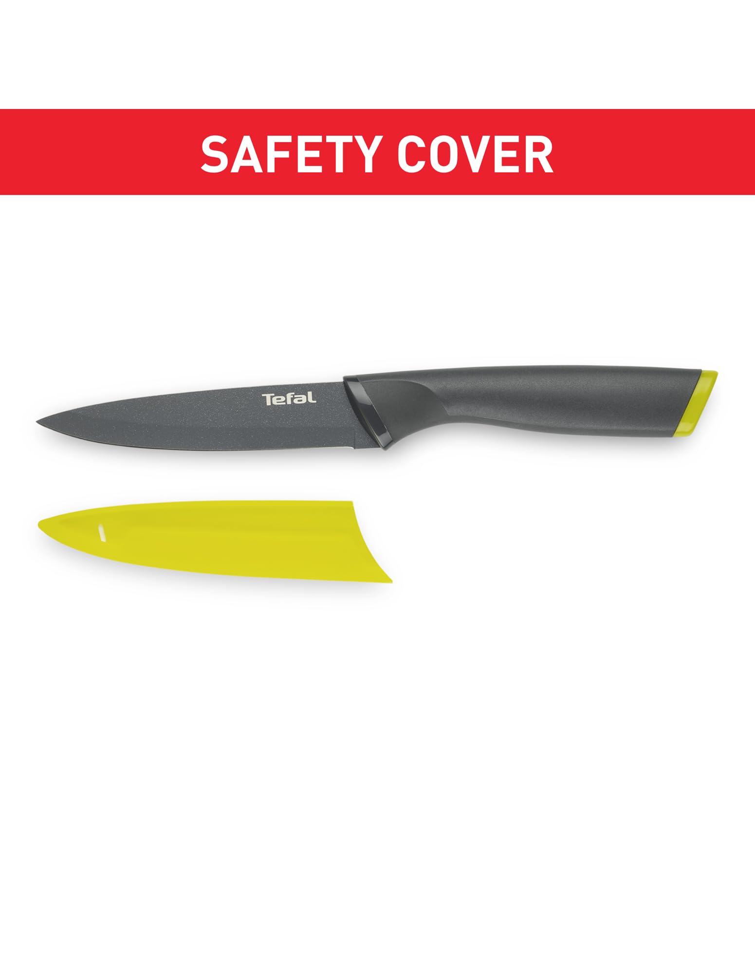 Tefal Fresh Kitchen Coltello Office Con Lama In Acciaio Inox Rivestita In Titanio, 12 Cm, Manico Soft Touch, Grigio - 4