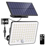 nipify Outdoor Solar Light with Motion Sensor, 3Modes Split Solar Flood Light with Remote Control,Solar Lights Outdoor Waterproof IP65 16ft Cable for Outside Yard Garage Patio Porch Garden