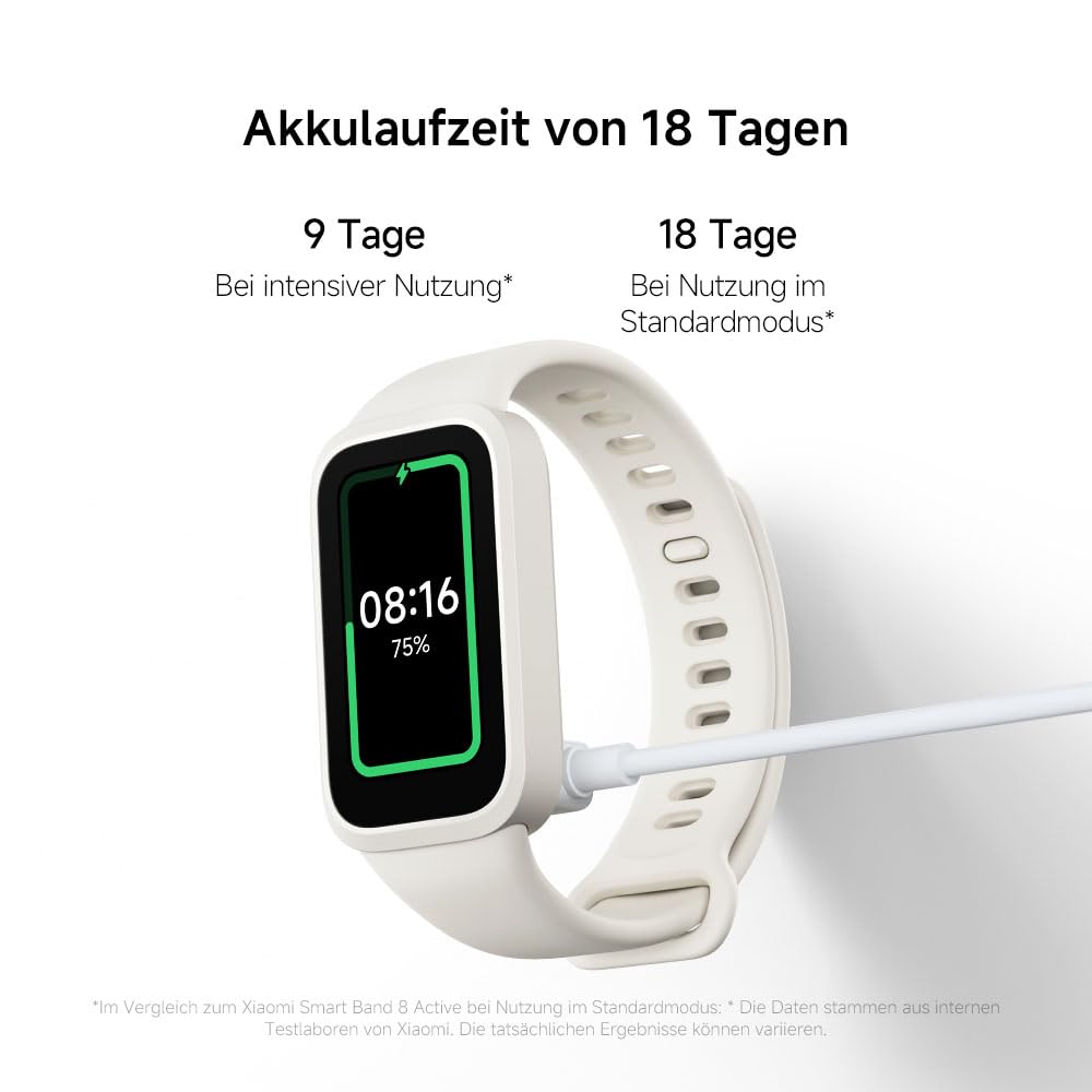 XIAOMI Smart Band 9 Active Schwarz – 1.47" TFT, 450 Nits, 18 Tage Akku, 50 Sportmodi, SPO₂-Sensor, 5ATM Wasserdicht