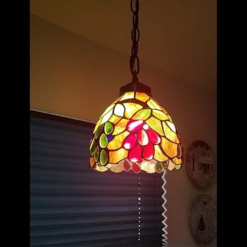 Miniatura 6 de Bieye S10761 Tiffany - Pantalla de cristal de color uva, 7 pulgadas de ancho, encantadores racimos de uva verde y roja