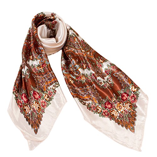 X&F Women's Retro Prints Summer Stain Neckerchief Square Scarf 35" * 35"3