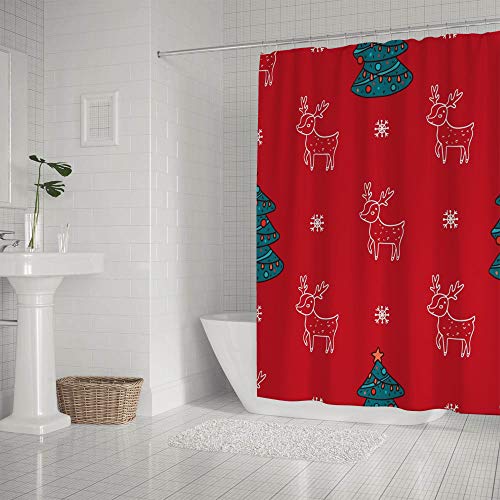 Rideau de douche anti-moisissure Noël polyester imperméable rouge 168x183