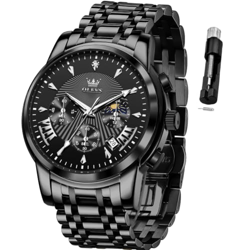 Image of OLEVS Watch for Men Classic Business Dress Analog Quartz Stainless Steel Waterproof Luminous Date Diamond Men Silver Watch