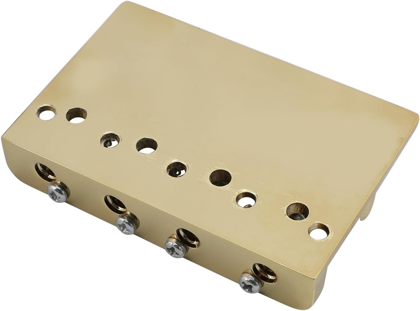Glod Electric Bass Guitar Bridge with Brass Saddles Zinc Alloy Plate 4 String Fixed Bridge Compatible with Fender Jazz Precision Bass Bridge Replacement Parts
