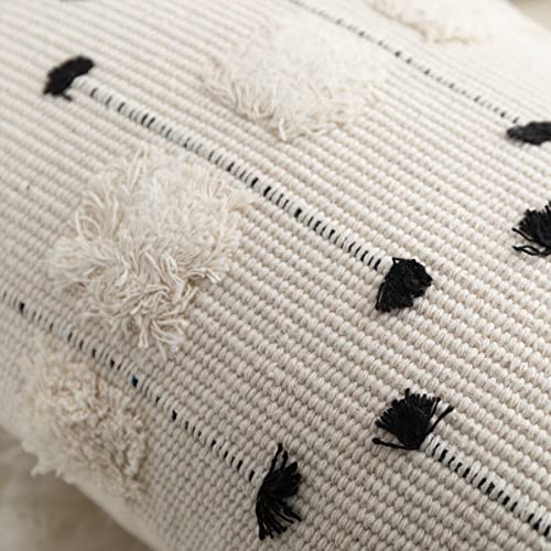 Ligicky Set Of 2 Boho Lumbar Pillow Covers Decorative Woven Throw Pillows Rectangle Pillow Sham Black And Beige Off White Pillowcase For Couch Sofa Bed Car 12X20 Inch #TOP4
