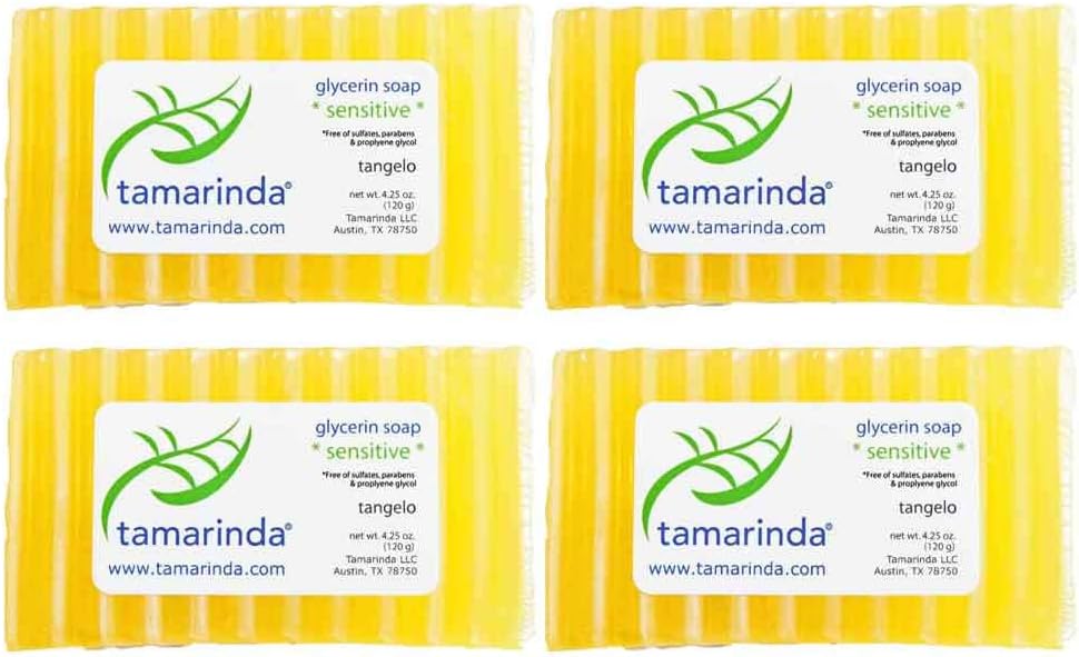 tamarinda Sulfate Free Glycerin Soap in Tangelo - FOUR, 4.25 oz. bars.