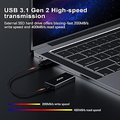 JOIOT 250GB Portable External SSD,Portable SSD USB 3.2 Type C Ultra-Light External Solid State Drive, Mini Portable Solid State Drive for Mac Windows Android Linux(250GB)