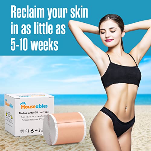 Silicone Scar Sheets, Soft Gel Tape, 1.57” X 60”, With 2” Perforations, Tan, Flexible, Medical Grade For Surgery, Keloids, Burns, Sensitive Skin, Wound Protection, Healing Patch | Houseables #TOP5