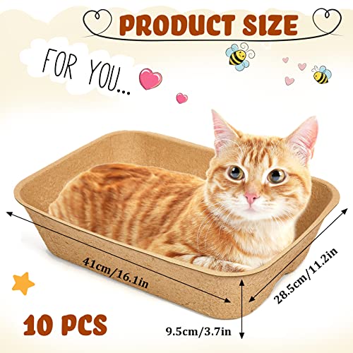 10 Pack Disposable Cat Litter Box Disposable Cat Litter Tray Small Paper Kitten Litter Box For Cat, Outdoor Indoor Small Animals, Hamster, Guinea Pig, Mice, Bunny And More, 16.1 X 11.2 X 3.7 Inches #TOP2