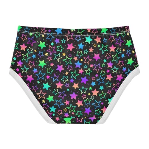 Little Girls' Soft Cotton Underwear Kids Breathable Comfort Bright Neon Stars Panties Briefs Toddler2