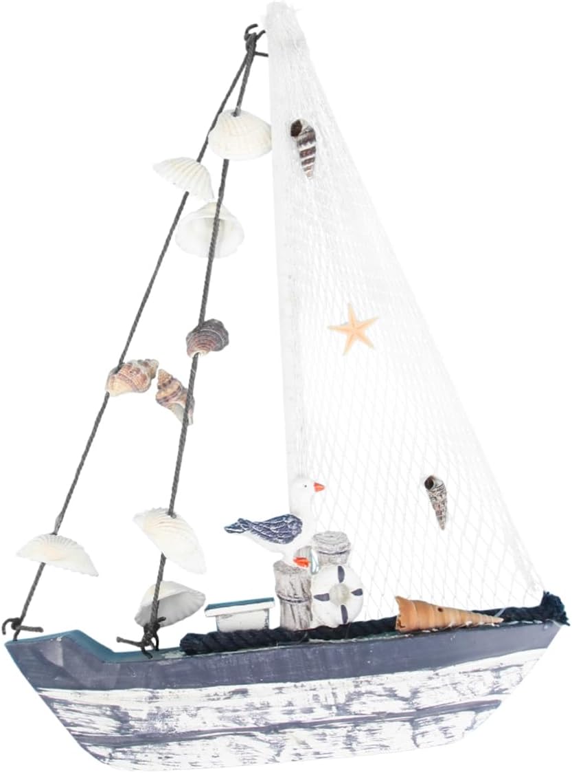 Wooden Shell Sailboat Decor Creative Nautical Handicraft for Beach Theme Home Decoration for DIY Crafts