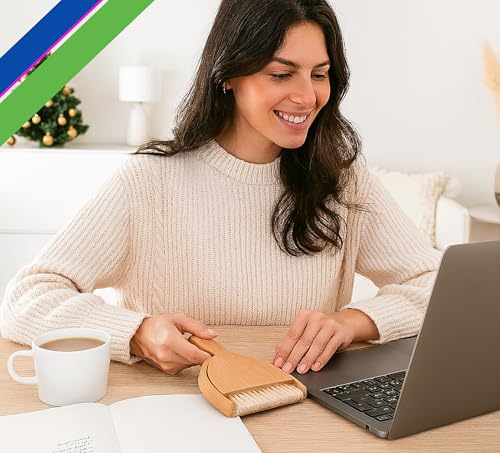 Desktop Tisch Kehrschaufel und Besen Set für Zuhause - Tragbare Reinigungsbürste und Kehrschaufel Combo mit Echtholz - Tragbare Haushaltshand Kleine Kehrschaufel und Schneebesen für alle klar - – Bild 6