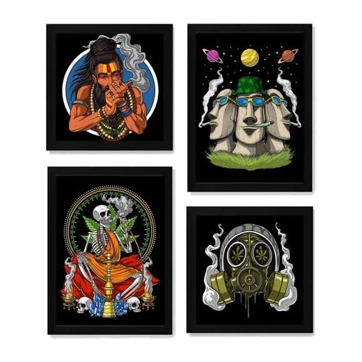 Kit 4 Quadros Decoração Tabacaria Arte Narguile