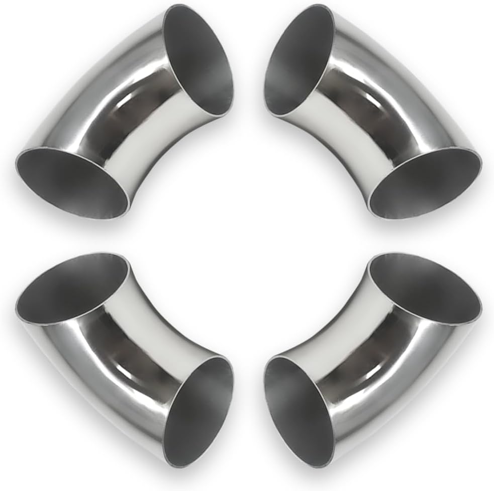 OD 3 inch 90 degree exhaust elbow Pipe (Mandrel Bend Elbow) SS304 Stainless Steel Bend Suitable for Car Modified Exhaust Elbow Pipe, Stair Handrail, etc (4 pcs)