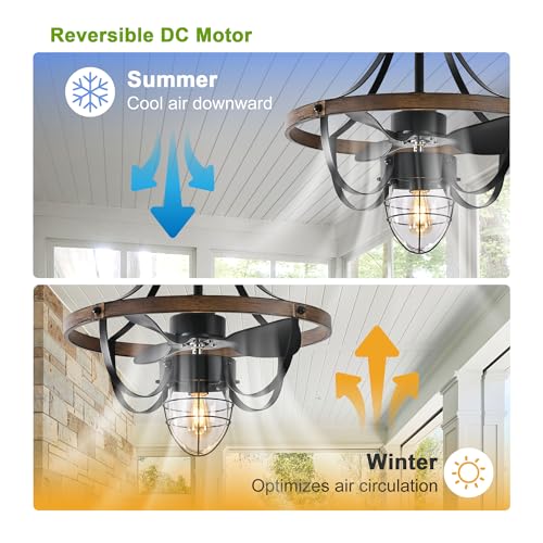 Image of Garwarm 21 inch Waterproof Outdoor Ceiling Fan with Light and Remote, Fandelier