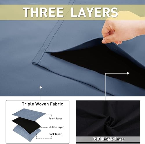 Miniatura 6 de NICETOWN Sound Barrier Cortinas divisoras 100% opacas de 84 pulgadas, cortinas de bloqueo de ruido, calor y frío con forro de tela de fieltro para