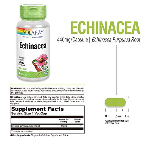 Solaray Echinacea Purpurea Root 440 Mg | Healthy Immune & Respiratory Function Support | 100 Vegcaps #TOP2