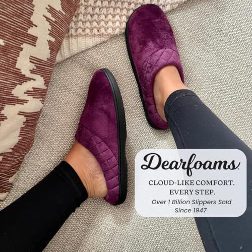 Image of Dearfoams Women's Lightweight Memory Foam Indoor House Slipper Darcy Velour Clog with Wide Widths