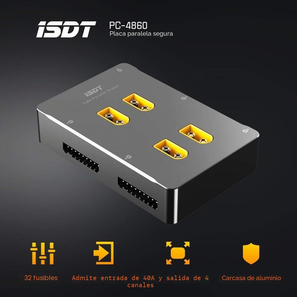 ISDT PC-4860 Lipo cargador paralelo estación de carga soporte 4 paquetes de 1-8S XT60 RC LiPo batería