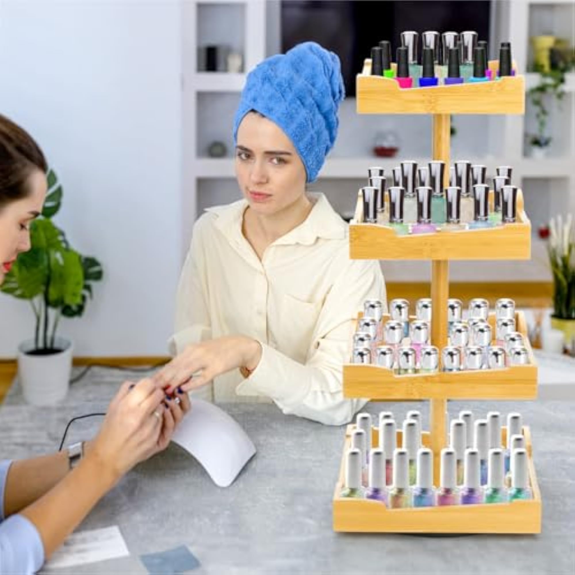 4 Tier Bamboo Nail Polish Organizer