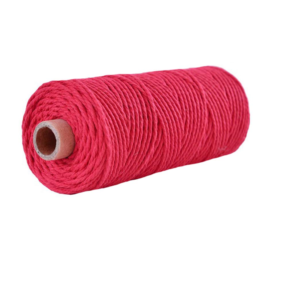 109 Yard 4mm Red Macrame Cotton Cord Crochet Knitting Weaving Natural Twisted Cotton Rope DIY Wall Hanging Plant Hanger DIY Bag Craft Art Yarn
