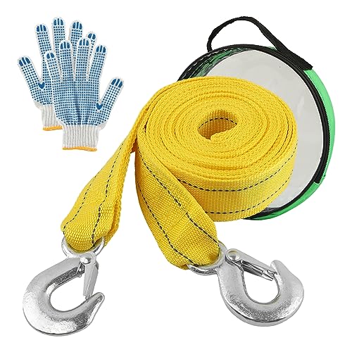 Jaeskeclip Correa de remolque, cuerda de remolque, correas de remolque resistentes con ganchos, cuerdas de remolque para camiones, con cierre de seguridad, fuerte resistencia, adecuado para vehículos