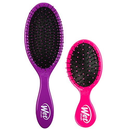 Wet Brush Original and Mini Hair Brush Combo - Purple and Pink - Exclusive Ultra-soft IntelliFlex Bristles - Glide Through Tangles With Ease For All Hair Types - For Women, Men, Wet And Dry Hair