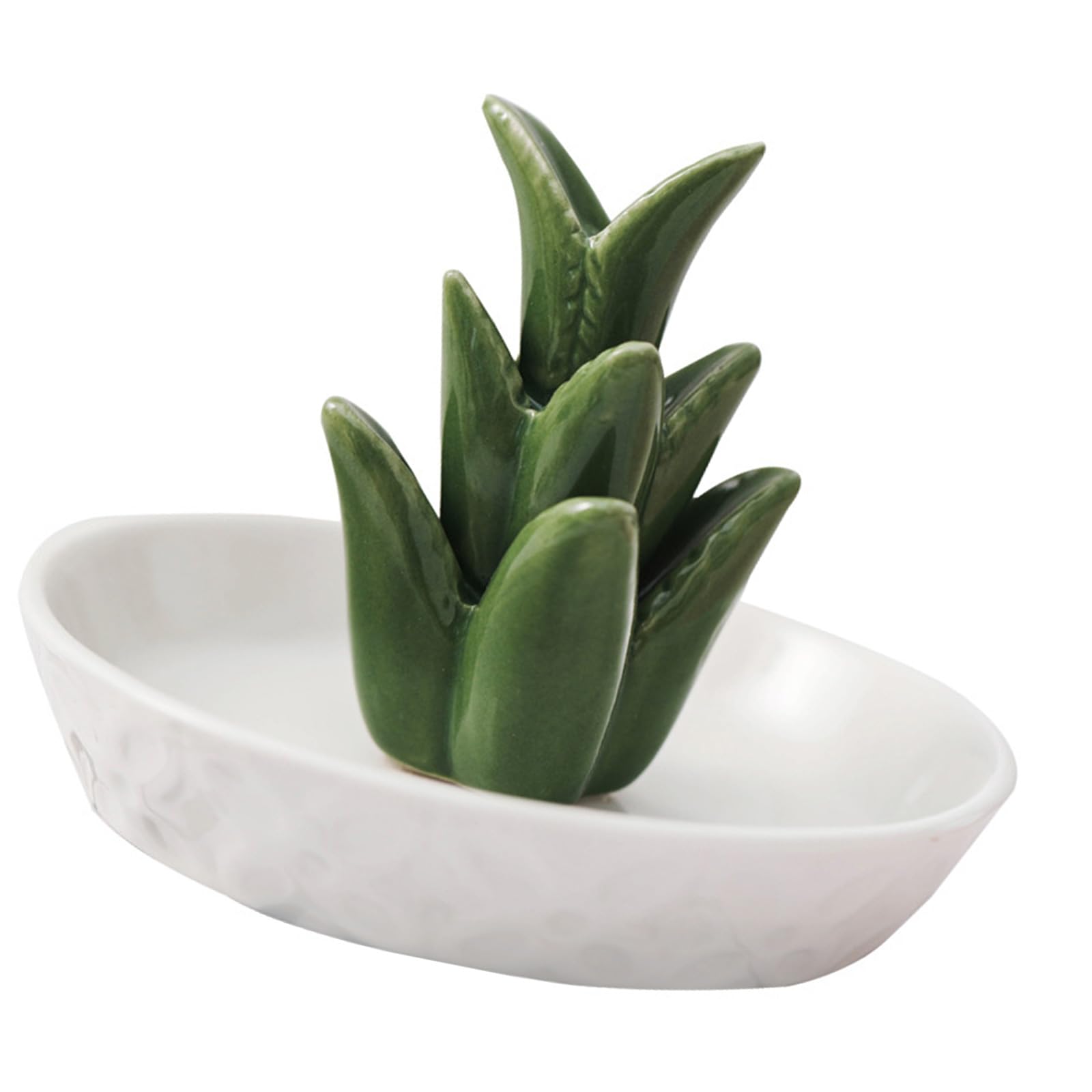 Multipurpose Ceramic Aloe Plant Rings Jewelry Earrings Necklace Tray for Organizing Small Accessories Home Decors Multipurpose Cactus Jewelry Ceramic Tray for Small Accessories Christmas Birthday