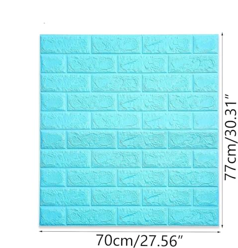 Image of TEKCOOL Self-Adhesive Waterproof PE Foam 3D Wall Panels Wallpaper Sticker for Bathroom, Living Room, and Home Decoration (70 x 77cm, Appx. 5.8Sq Feet)-1 Piece-Blue'