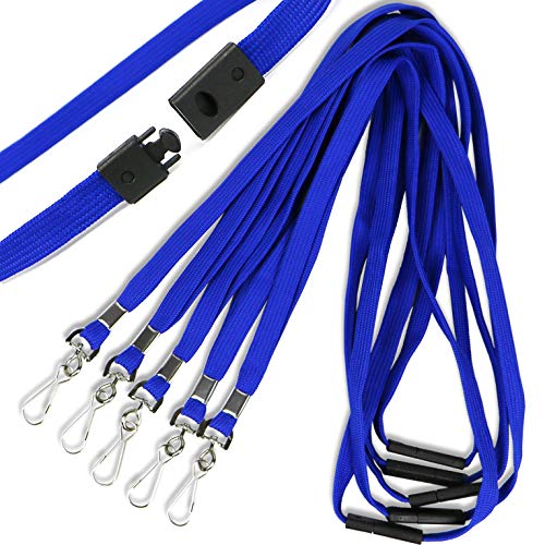 Safety Breakaway Lanyard With J-Hook Flat Lanyards For Id Badges Cruise Lanyard Bulk Preimum Lanyards For Women/Men Business Card Nametag Holder Lanyards Employee Students (Blue, Breakaway 50 Pack) #TOP29