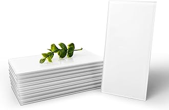 4 Sq Ft Glass Backsplash Tiles, 32-Piece Glass Peel and Stick for Kitchen or Bathroom, 3" x 6" Subway White Backsplash Tiles