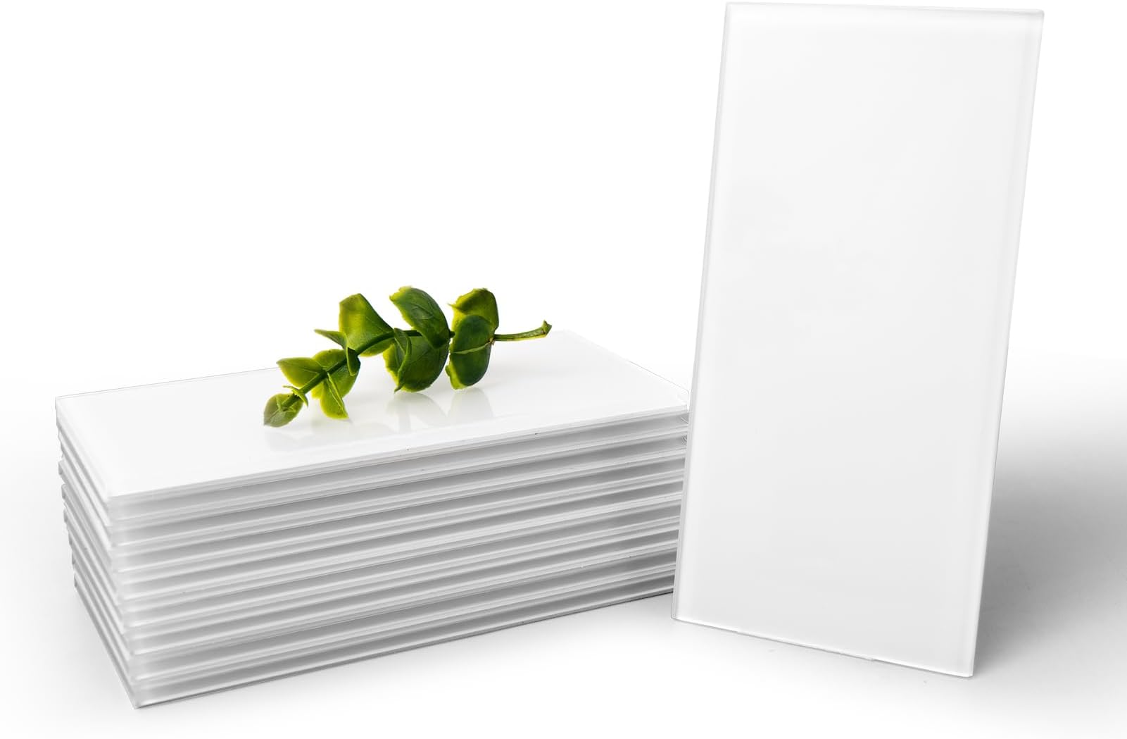 4 Sq Ft Glass Backsplash Tiles, 32-Piece Glass Peel and Stick for Kitchen or Bathroom, 3" x 6" Subway White Backsplash Tiles