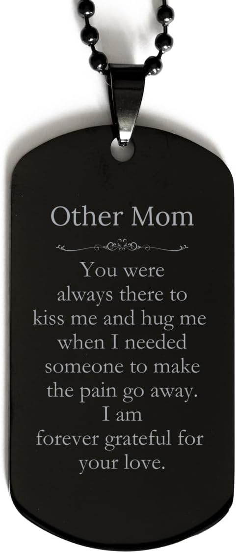 Black Dog Tag Other Mom Love You Always Engraved Necklace for Mothers Day, Birthday, Christmas Gifts for Her