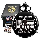 DerMacht Gifts for Veterans, Pocket Watch for Veterans with Military Badge Black Gift Box, Best Veterans Day Gifts Style1