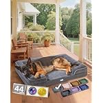 OhGeni Orthopedic Dog Bed Couch Big Cat Sofa for Extra Large Sized Pets with Memory Foam, Machine-Washable Waterproof Removable Cover, Soft Comfortable Fabric, 44-inch (Gray)