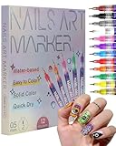 LULIR 12 FARBEN 3D NAGELLACK STIFT SET, 0,5MM FEINE NAIL ART MARKER, DIY NAGELLACKSTIFTE FÜR NÄGEL, SCHNELLTROCKNUNGSFORMEL NAGELLACK STIFTE SET FÜR NAGELDESIGN, ZEICHNEN, UMREISSEN, GRAFFITI