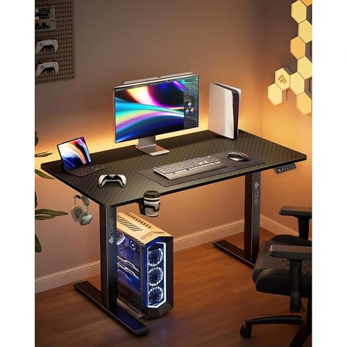 Image of ARTIKEL Artidesk Lite Electric Height Adjustable Table for Office & Home | Sit Stand Gaming Desk|80Kg Wt Lift | Cup Holder Headphone Hook Cable Management|120X60Cm | Carbon Black