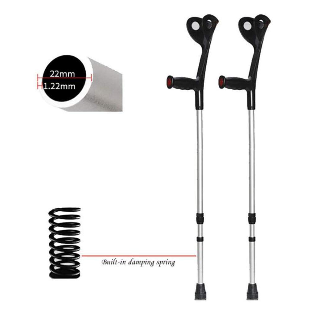 Wózek inwalidzki, składane kule na przedramię, lekka kula, regulowane kule pod pachami dla dorosłych, ergonomiczny uchwyt z wygodnym uchwytem, ultra stabilne, czarne (1 para)