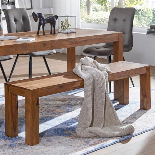 Miniatura 2 de Wohnling El Asiento Del Banco Sheesham De Madera Maciza 160 X 45 X 35 Cm Banco De Madera Banco De La Cocina Producto Natural De Estilo Del País