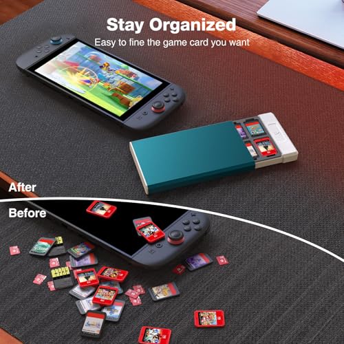Image of HEIYING Switch Game Card Case for Nintendo Switch /Switch OLED /Switch Lite Game Card or Micro SD Memory Card, Metal Switch Game Holder with 20 Game Card Slots and 20 Micro SD Card Slots