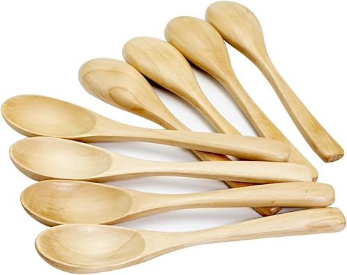 8 cucharas de madera de haya natural de 6 pulgadas y 5.9 in, cucharas de madera, cucharas de sopa pequeñas, cucharas de servir, cucharadita de