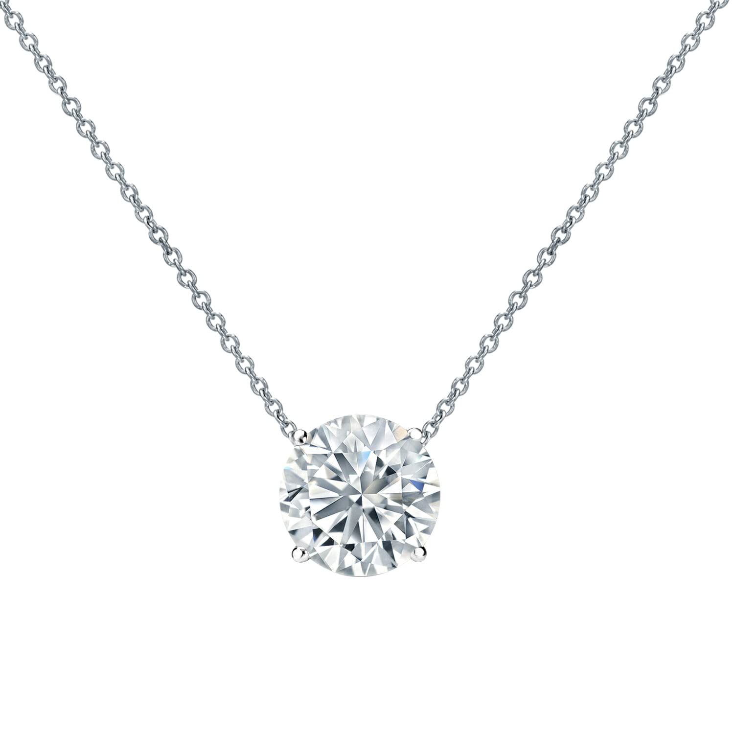 CaratizeCertified Lab Grown Floating Diamond Pendant Necklace in Solid Gold Cable Chain of 16~18-inch | Solitaire Pendant for Women | 0.20ct. to 2.00ct.