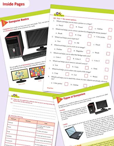 Image of Woodsnipe Beginner Computer Skills Book for Kids Age 7 to 9 | Class 3 & 4 | Learn Computer Basics, Types, Software, Paint, Notepad | Easy Explanation | Quiz & Tests | Answers keys