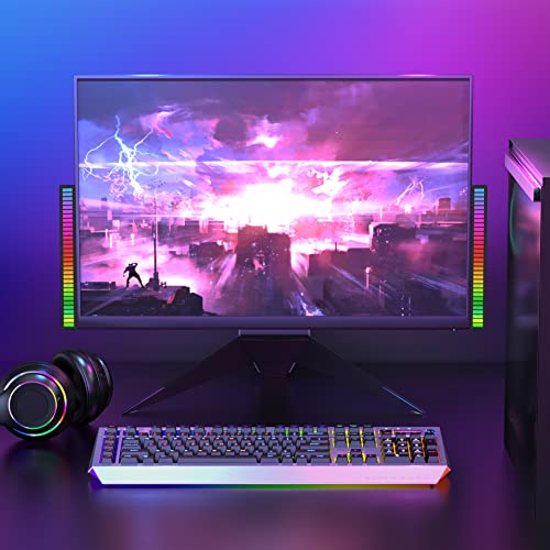 Rgb Sound Control Light Bar, Wireless Sound Activated Rhythm Light Bar, 32-Bit Rechargeable Colorful Music Level Voice-Activated Ambient Led Light Bar For Car, Gaming Room, Party, Dj, Desktop(2 Packs) #TOP7