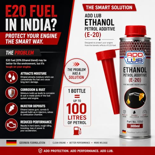 Image of ADD LUB E20 Petrol Additive | India's First E20 Compatible Petrol Treatment | Protects Against E20 Fuel Deposits | Cleans Injectors, Restores Performance & Engine Smoothness