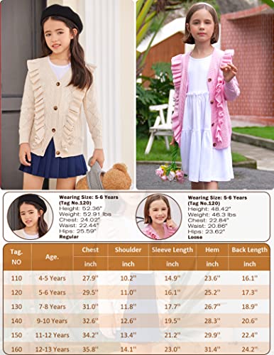 Arshiner Kids Cardigans Girls Kawaii Ruffle Trim Cardigan Button Front Cable Knit Sweater Christmas V Neck Sweater Blazer Pointelle School Uniform Navy Blue For 7-8 Years #TOP7