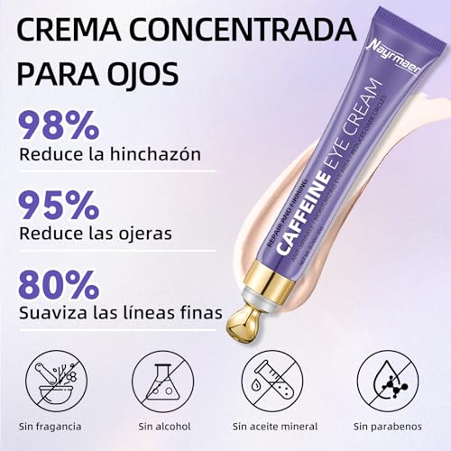 Nayrmaer Crema Para Ojos de Cafeína 20g, Reduce las Ojeras y la Hinchazón, Contiene Niacinamida y ácido Hialurónico para Hidratar, Apto Para Todo Tipo de Piel - imagen 4