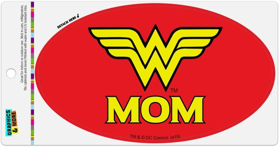 Wonder Woman Wonder Mom Logo Automotive Car Refrigerator Locker Vinyl Euro Oval Magnet