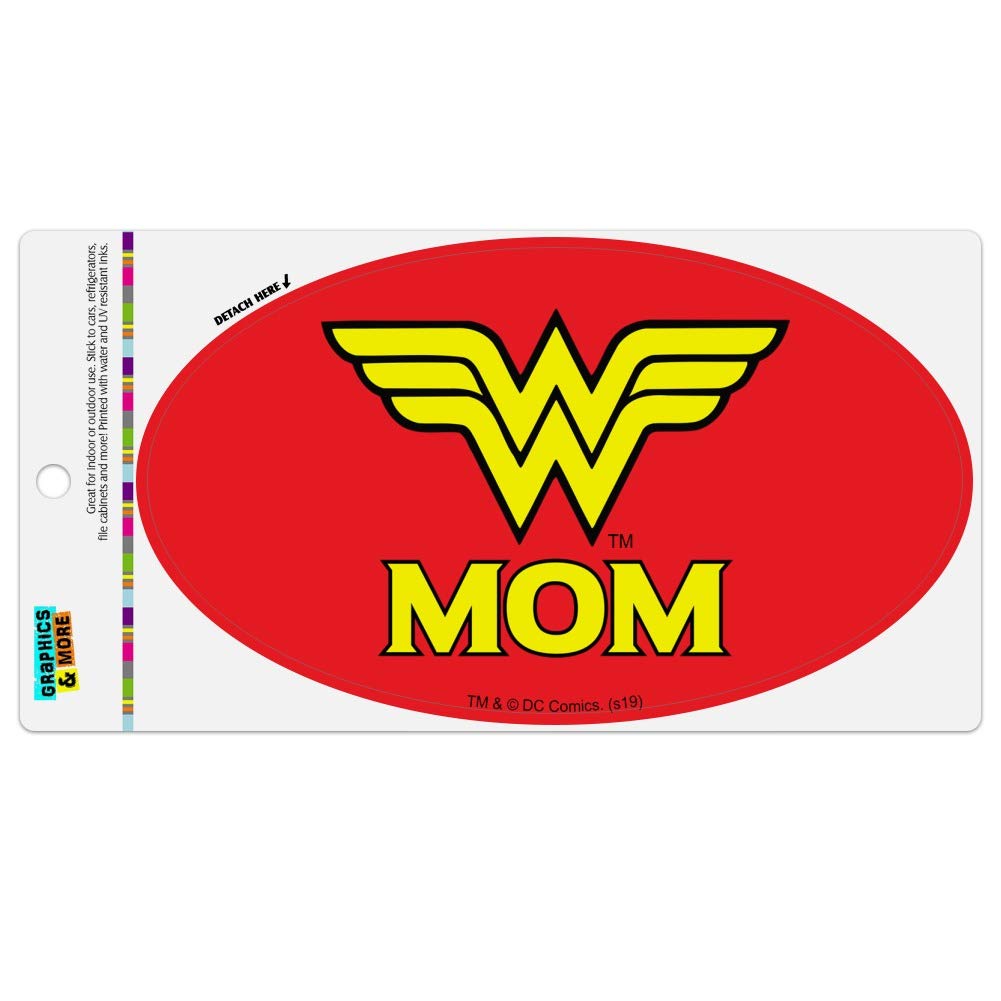 Wonder Woman Wonder Mom Logo Automotive Car Refrigerator Locker Vinyl Euro Oval Magnet