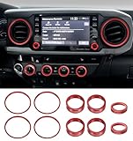Sinvanho Interior Accessories for Toyota Tacoma 2023 2022 2021 2020 with 8' or 7' Touchscreens, Decorated A/C Vent Trim Rings Button Knob Covers for Air Conditioner AC Audio CD Radio Switch, 10 PCS